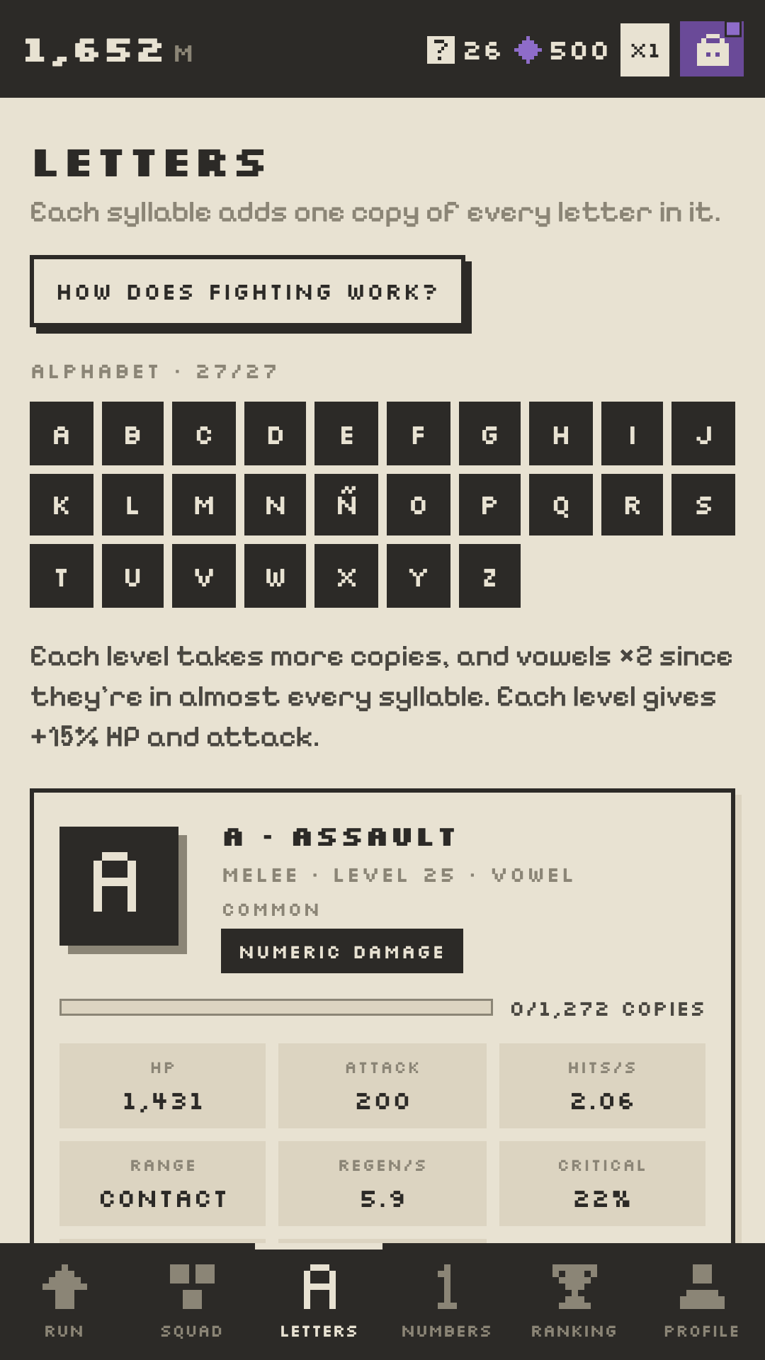 Your letters and their skills